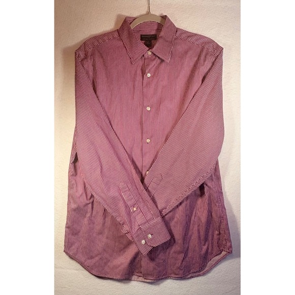 Banana Republic Other - Banana Republic‎ Non Iron Classic Fit Mens Red White Stripe Button Down Shirt M